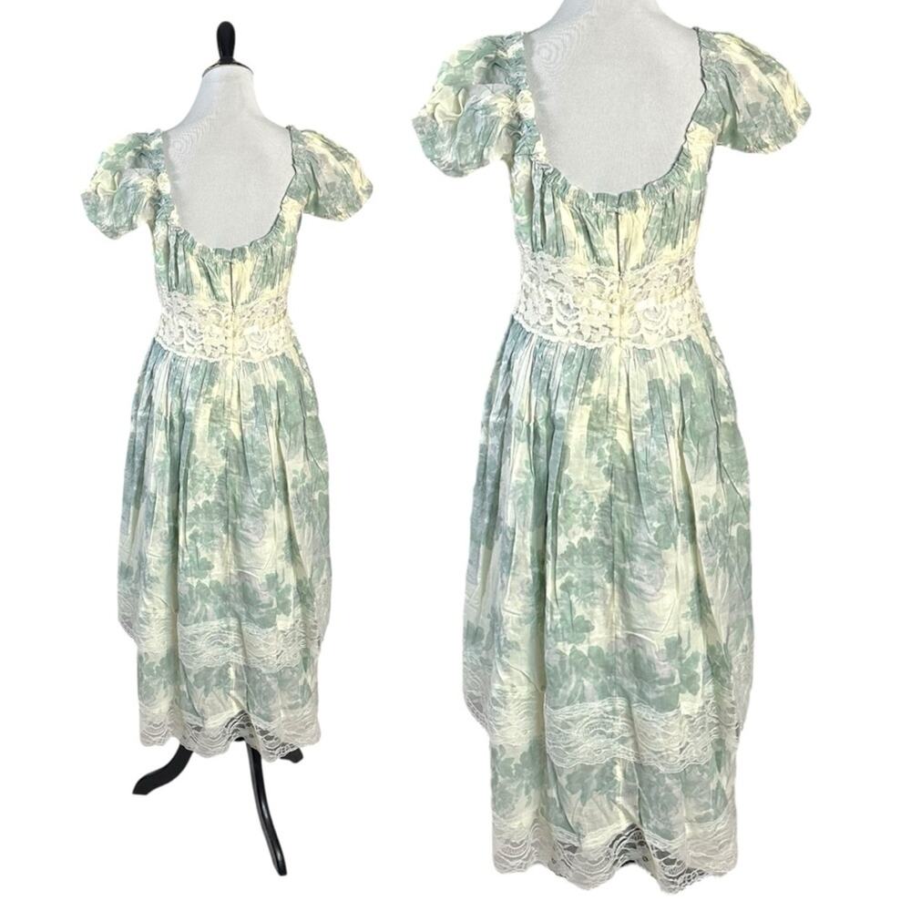 Free People Ethereal Dainty Lace Honeysuckle Floral Printed Midi Dress Large - Picture 9 of 16